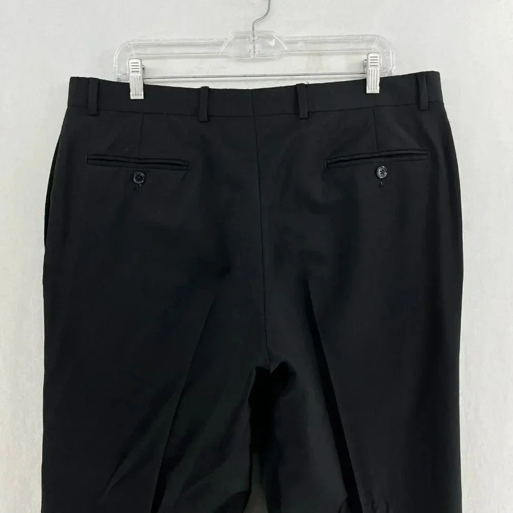 Tommy Hilfiger Men's Pants Sz 36x30 Black Classic Straight Leg Pure Wool Trouser - Picture 8 of 11